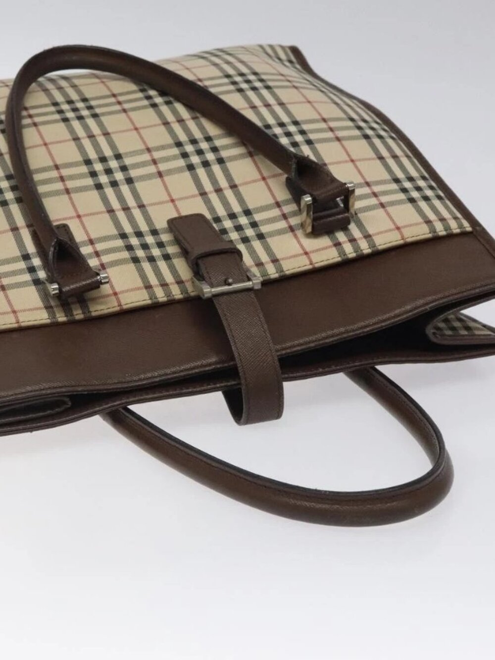 BURBERRY Nova Check Hand Bag Canvas Beige Auth 117364 - Picture 7 of 16